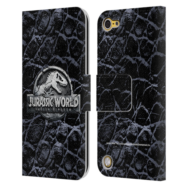 Jurassic World Fallen Kingdom Logo Dinosaur Scale Leather Book Wallet Case Cover For Apple iPod Touch 5G 5th Gen