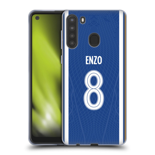 Chelsea Football Club 2023/24 Players Home Kit Enzo Fernández Soft Gel Case for Samsung Galaxy A21 (2020)