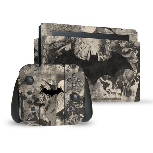 Batman DC Comics Logos And Comic Book Collage Distressed Vinyl Sticker Skin Decal Cover for Nintendo Switch Bundle