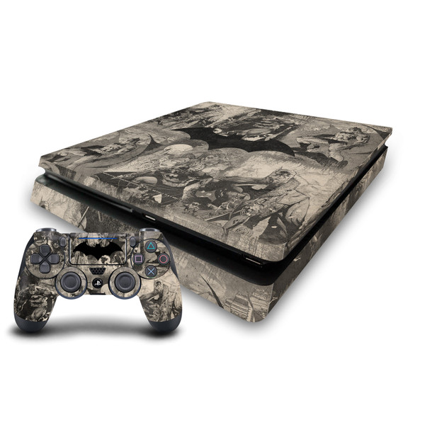 Batman DC Comics Logos And Comic Book Collage Distressed Vinyl Sticker Skin Decal Cover for Sony PS4 Slim Console & Controller