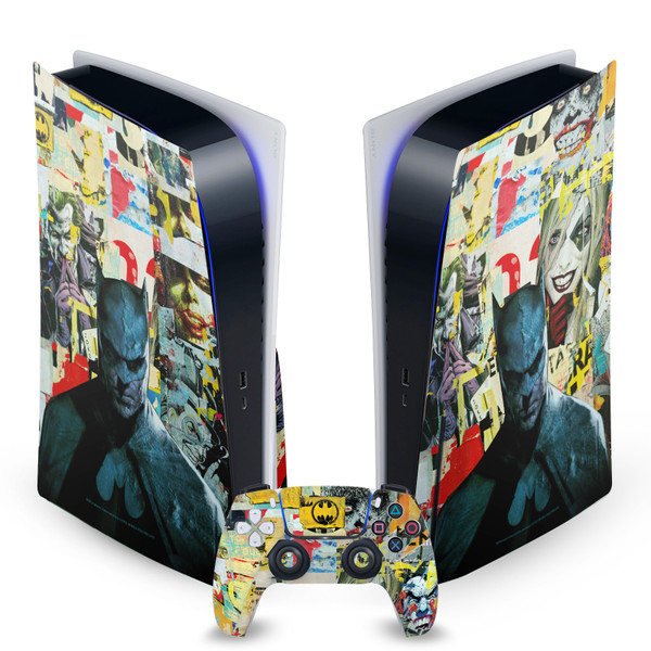 Batman DC Comics Logos And Comic Book Torn Collage Vinyl Sticker Skin Decal Cover for Sony PS5 Disc Edition Bundle