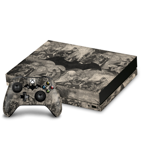 Batman DC Comics Logos And Comic Book Collage Distressed Vinyl Sticker Skin Decal Cover for Microsoft Xbox One X Bundle