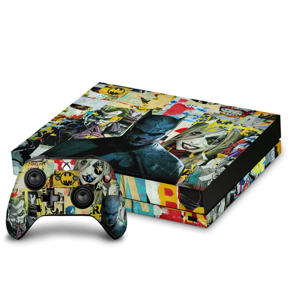 Batman DC Comics Logos And Comic Book Torn Collage Vinyl Sticker Skin Decal Cover for Microsoft Xbox One X Bundle