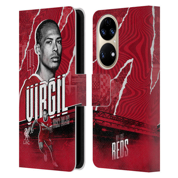 Liverpool Football Club 2023/24 First Team Virgil van Dijk Leather Book Wallet Case Cover For Huawei P50