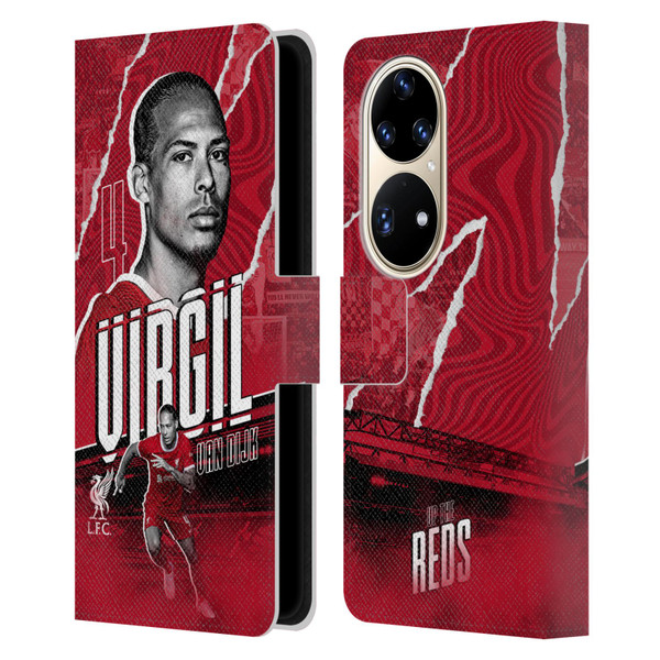 Liverpool Football Club 2023/24 First Team Virgil van Dijk Leather Book Wallet Case Cover For Huawei P50 Pro