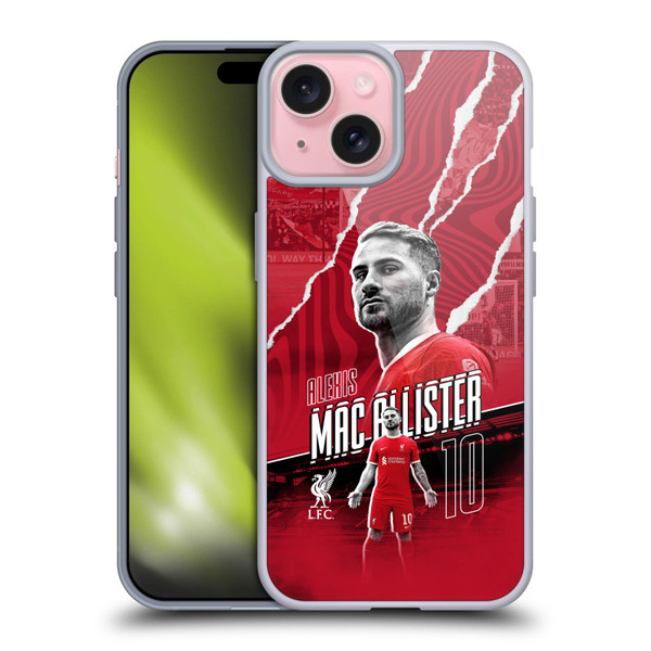 Liverpool Football Club 2023/24 First Team Alexis Mac Allister Soft Gel Case for Apple iPhone 15