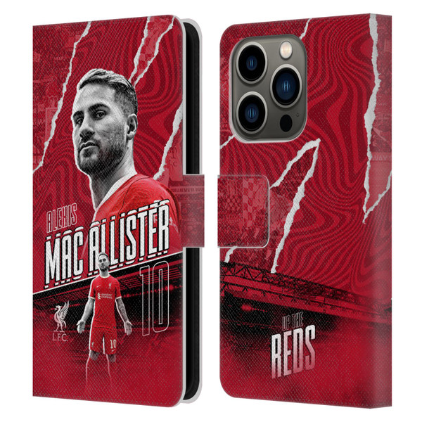 Liverpool Football Club 2023/24 First Team Alexis Mac Allister Leather Book Wallet Case Cover For Apple iPhone 14 Pro