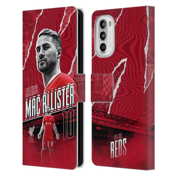 Liverpool Football Club 2023/24 First Team Alexis Mac Allister Leather Book Wallet Case Cover For Motorola Moto G52