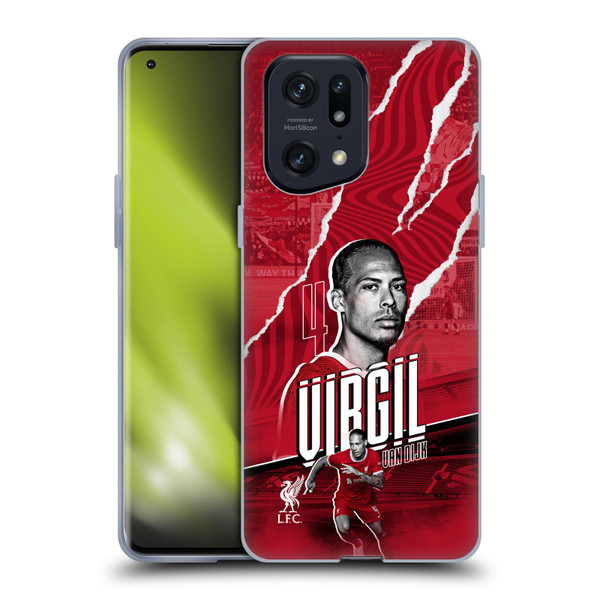 Liverpool Football Club 2023/24 First Team Virgil van Dijk Soft Gel Case for OPPO Find X5 Pro