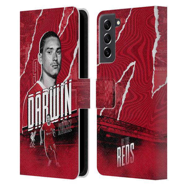 Liverpool Football Club 2023/24 First Team Darwin Núñez Leather Book Wallet Case Cover For Samsung Galaxy S21 FE 5G