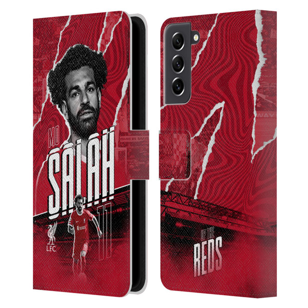 Liverpool Football Club 2023/24 First Team Mohamed Salah Leather Book Wallet Case Cover For Samsung Galaxy S21 FE 5G
