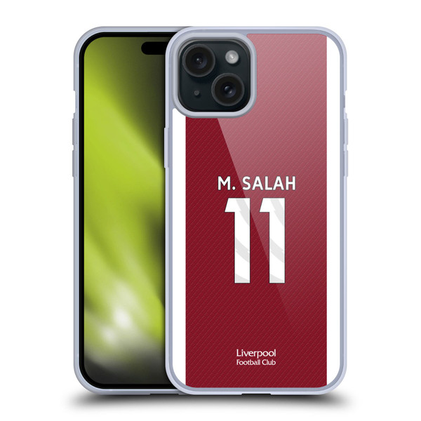 Liverpool Football Club 2023/24 Players Home Kit Mohamed Salah Soft Gel Case for Apple iPhone 15 Plus