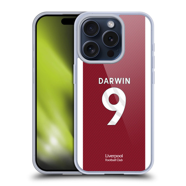 Liverpool Football Club 2023/24 Players Home Kit Darwin Núñez Soft Gel Case for Apple iPhone 15 Pro