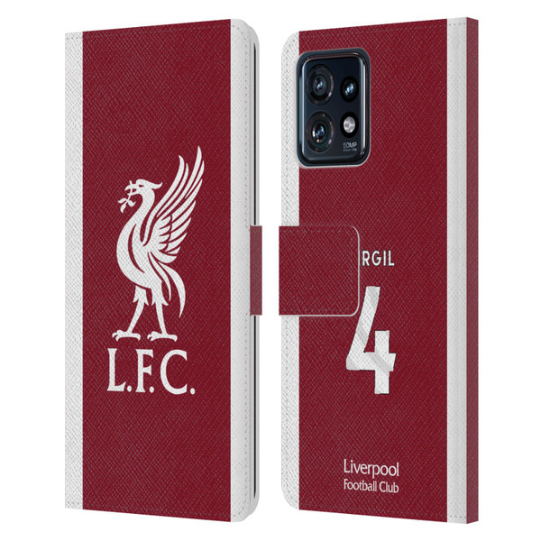 Liverpool Football Club 2023/24 Players Home Kit Virgil van Dijk Leather Book Wallet Case Cover For Motorola Moto Edge 40 Pro