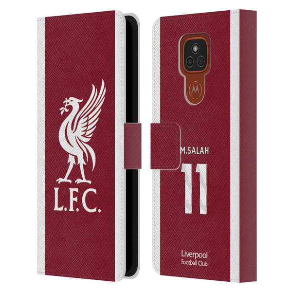 Liverpool Football Club 2023/24 Players Home Kit Mohamed Salah Leather Book Wallet Case Cover For Motorola Moto E7 Plus
