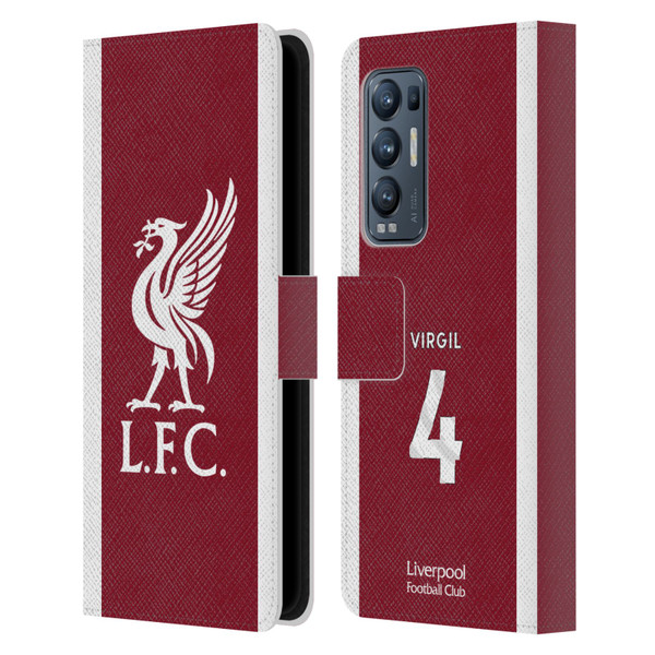 Liverpool Football Club 2023/24 Players Home Kit Virgil van Dijk Leather Book Wallet Case Cover For OPPO Find X3 Neo / Reno5 Pro+ 5G