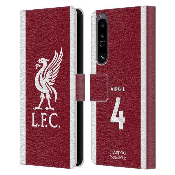 Liverpool Football Club 2023/24 Players Home Kit Virgil van Dijk Leather Book Wallet Case Cover For Sony Xperia 1 IV