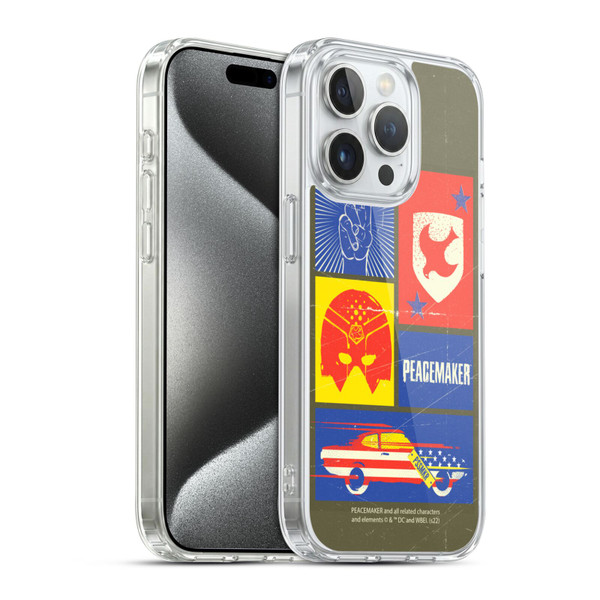 Peacemaker: Television Series Graphics Icons Soft Gel Case for Apple iPhone 15 Pro & MagSafe