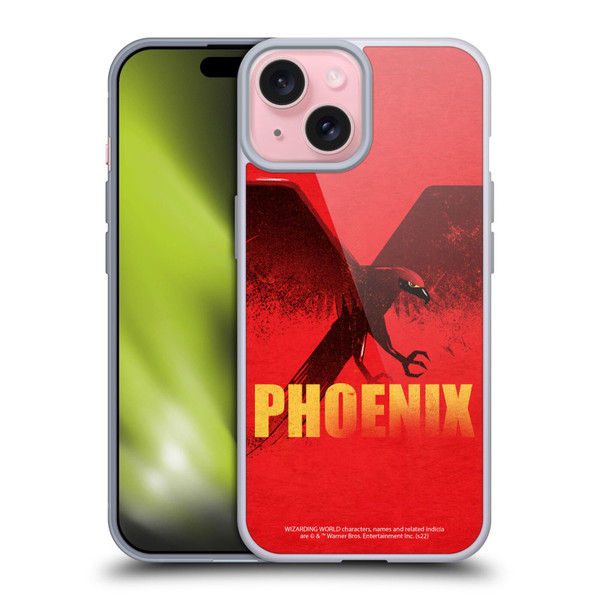 Fantastic Beasts: Secrets of Dumbledore Graphic Badges Phoenix Soft Gel Case for Apple iPhone 15