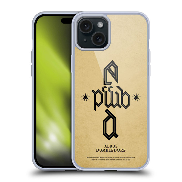 Fantastic Beasts: Secrets of Dumbledore Graphics Dumbledore's Monogram Soft Gel Case for Apple iPhone 15 Plus