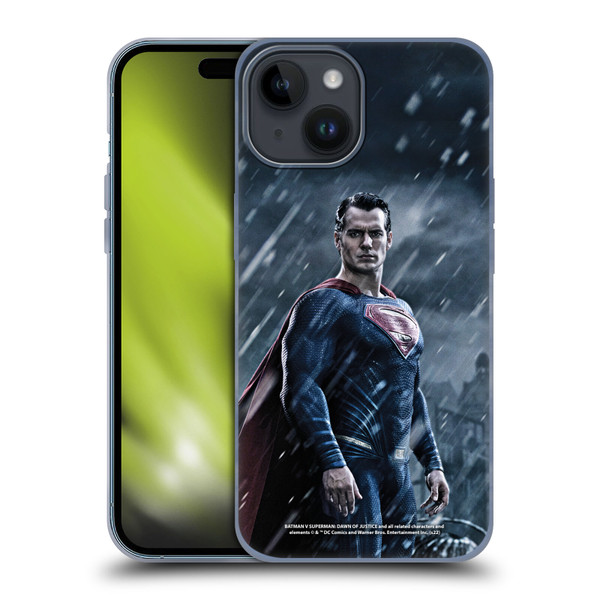 Batman V Superman: Dawn of Justice Graphics Superman Soft Gel Case for Apple iPhone 15