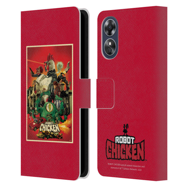 Robot Chicken Graphics Poster Leather Book Wallet Case Cover For OPPO A17