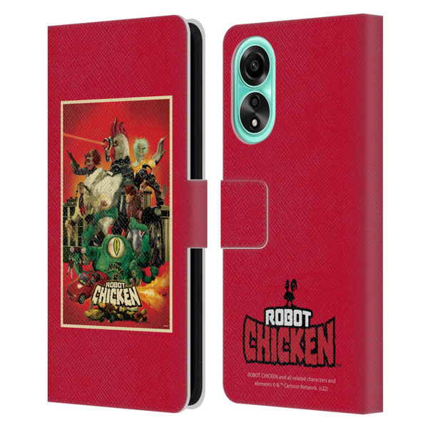 Robot Chicken Graphics Poster Leather Book Wallet Case Cover For OPPO A78 5G