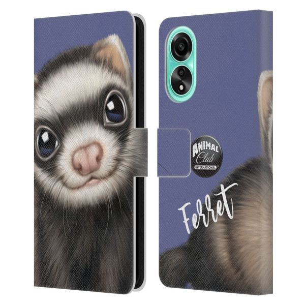 Animal Club International Faces Ferret Leather Book Wallet Case Cover For OPPO A78 4G