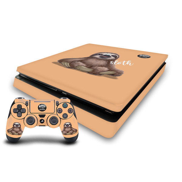 Animal Club International Faces Sloth Vinyl Sticker Skin Decal Cover for Sony PS4 Slim Console & Controller