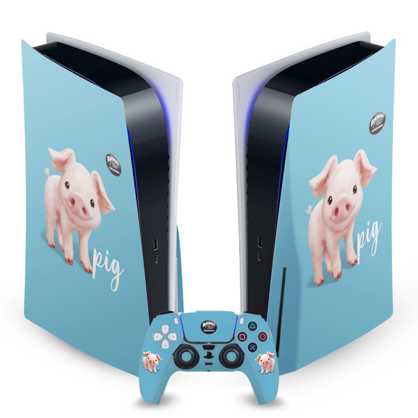 Animal Club International Faces Pig Vinyl Sticker Skin Decal Cover for Sony PS5 Disc Edition Bundle