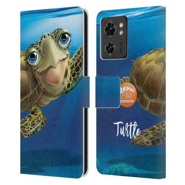 Animal Club International Underwater Sea Turtle Leather Book Wallet Case Cover For Motorola Moto Edge 40