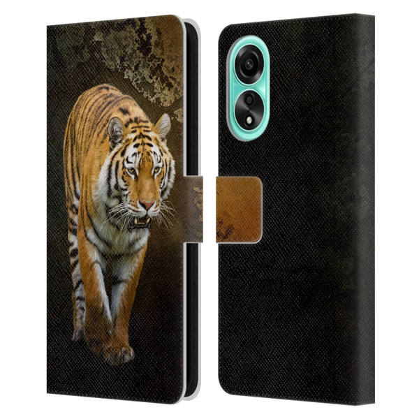 Simone Gatterwe Animals Siberian Tiger Leather Book Wallet Case Cover For OPPO A78 4G