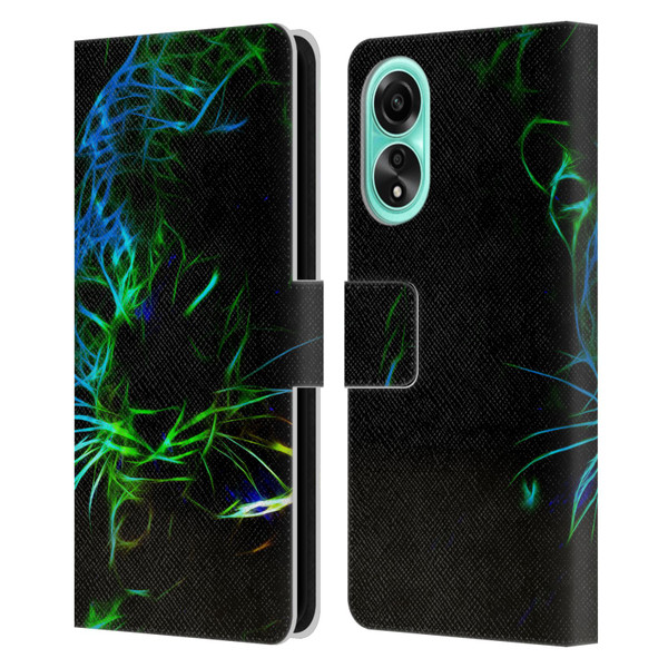 Simone Gatterwe Animals Neon Leopard Leather Book Wallet Case Cover For OPPO A78 4G