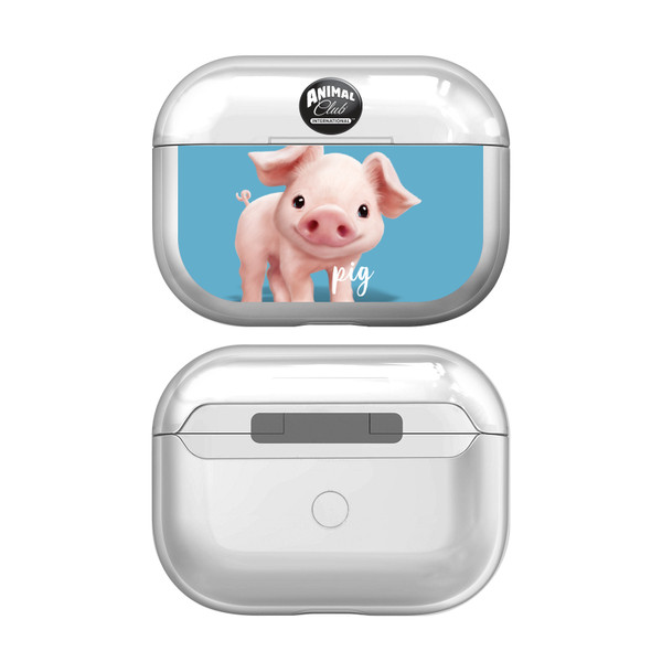 Animal Club International Faces Pig Clear Hard Crystal Cover Case for Apple AirPods Pro Charging Case