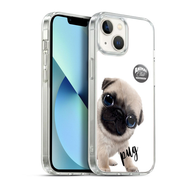 Animal Club International Faces Pug Soft Gel Case for Apple iPhone 13