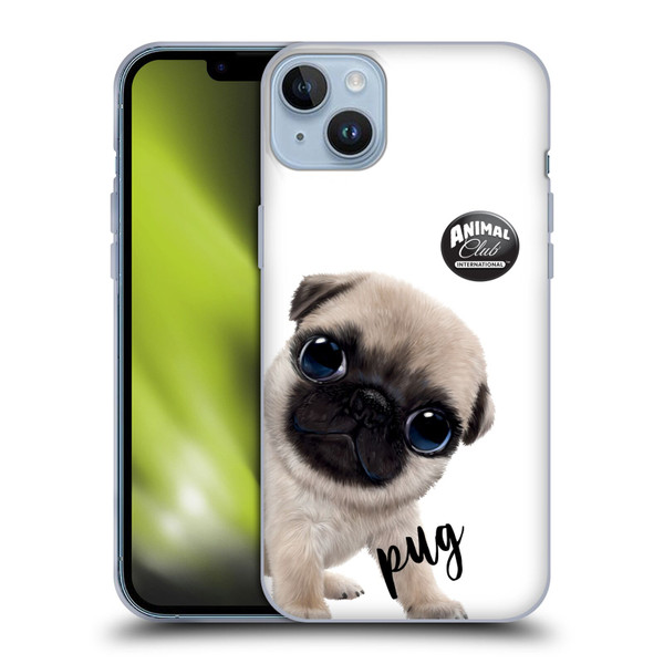 Animal Club International Faces Pug Soft Gel Case for Apple iPhone 14 Plus