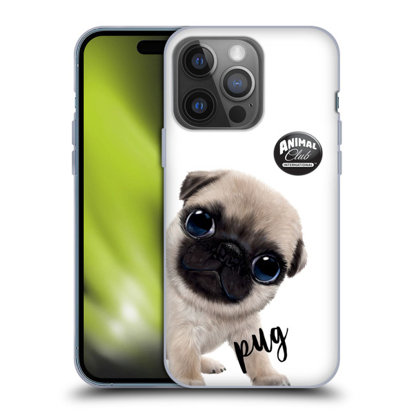 Animal Club International Faces Pug Soft Gel Case for Apple iPhone 14 Pro