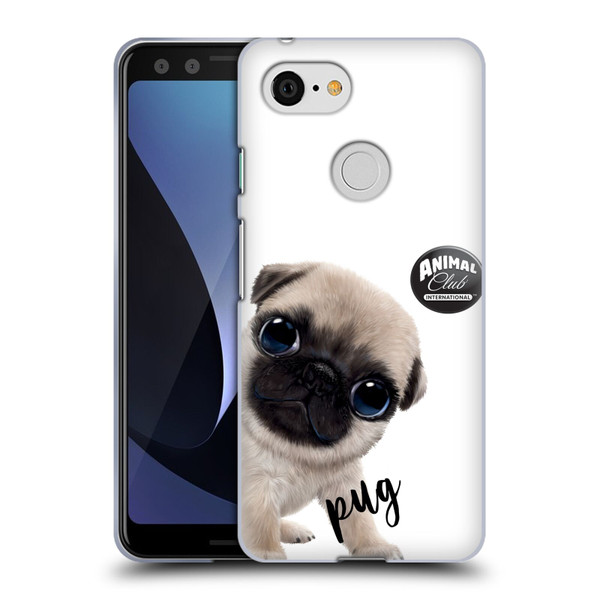 Animal Club International Faces Pug Soft Gel Case for Google Pixel 3