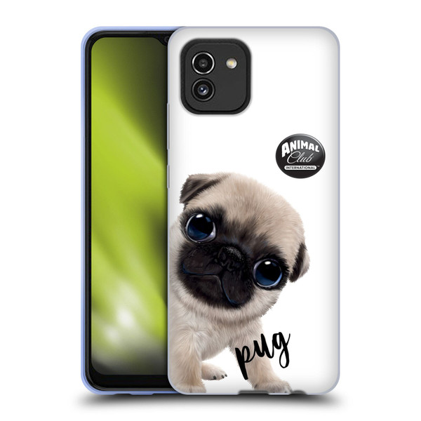 Animal Club International Faces Pug Soft Gel Case for Samsung Galaxy A03 (2021)