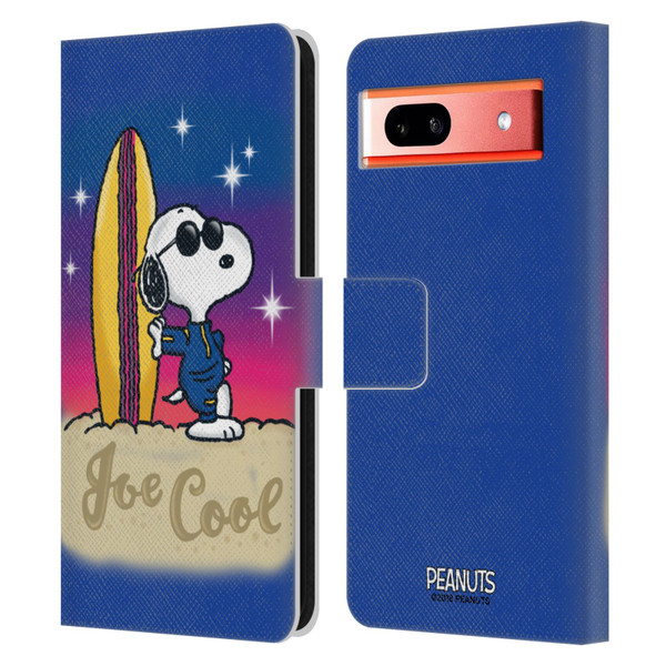 Peanuts Snoopy Boardwalk Airbrush Joe Cool Surf Leather Book Wallet Case Cover For Google Pixel 7a