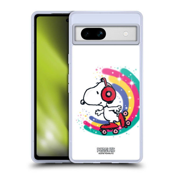 Peanuts Snoopy Boardwalk Airbrush Colourful Skating Soft Gel Case for Google Pixel 7a