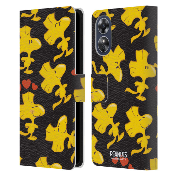 Peanuts Character Patterns Woodstock Leather Book Wallet Case Cover For OPPO A17