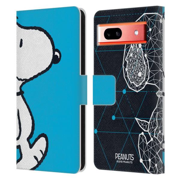 Peanuts Halfs And Laughs Snoopy Geometric Leather Book Wallet Case Cover For Google Pixel 7a