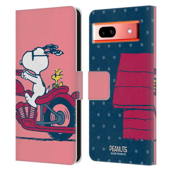 Peanuts Halfs And Laughs Snoopy & Woodstock Leather Book Wallet Case Cover For Google Pixel 7a