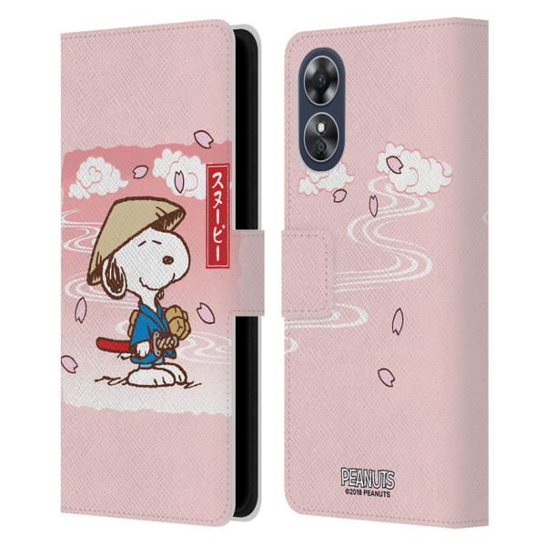 Peanuts Oriental Snoopy Samurai Leather Book Wallet Case Cover For OPPO A17