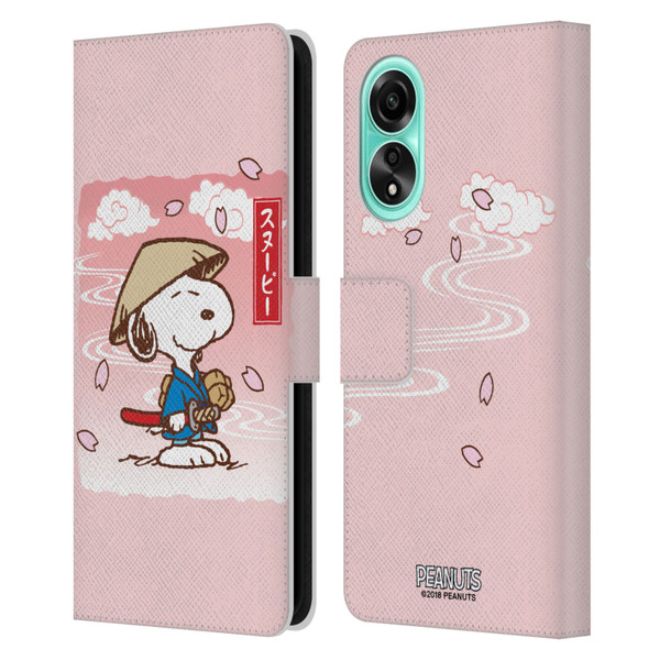 Peanuts Oriental Snoopy Samurai Leather Book Wallet Case Cover For OPPO A78 4G