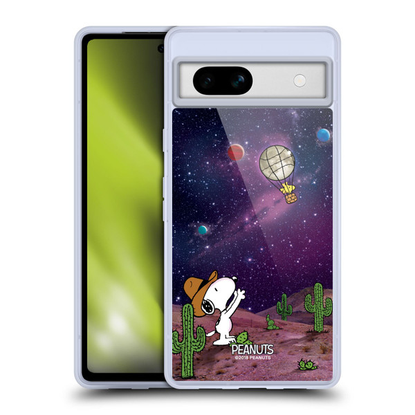 Peanuts Snoopy Space Cowboy Nebula Balloon Woodstock Soft Gel Case for Google Pixel 7a