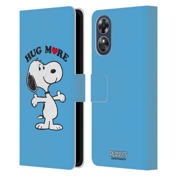 Peanuts Snoopy Hug More Leather Book Wallet Case Cover For OPPO A17
