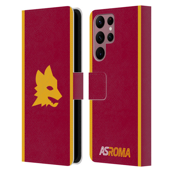 AS Roma 2023/24 Crest Kit Home Leather Book Wallet Case Cover For Samsung Galaxy S22 Ultra 5G