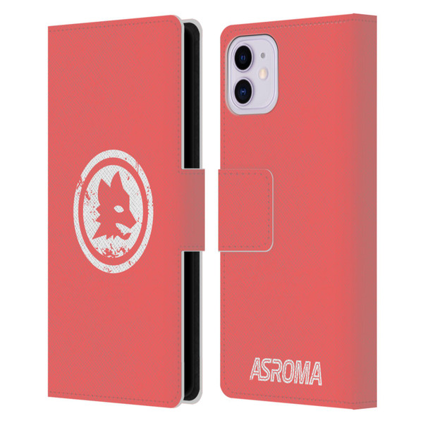 AS Roma Crest Graphics Pink Distressed Leather Book Wallet Case Cover For Apple iPhone 11